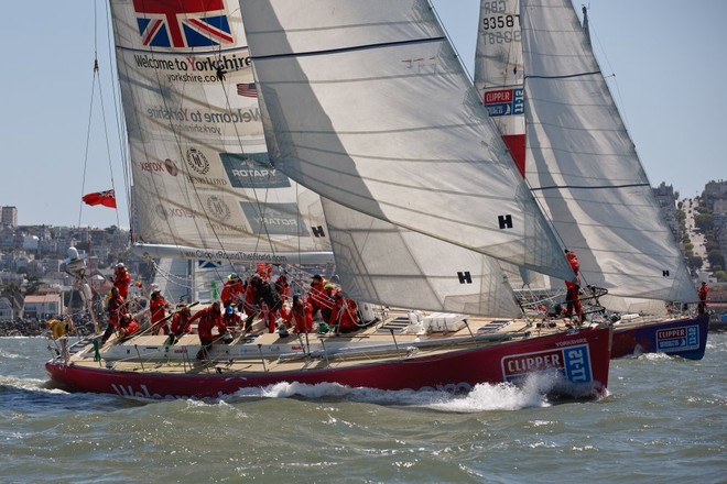 Welcome to Yorkshire at the start of Race 10 from San Francisco to Panama - Clipper 11-12 Round the World Yacht Race  © onEdition http://www.onEdition.com